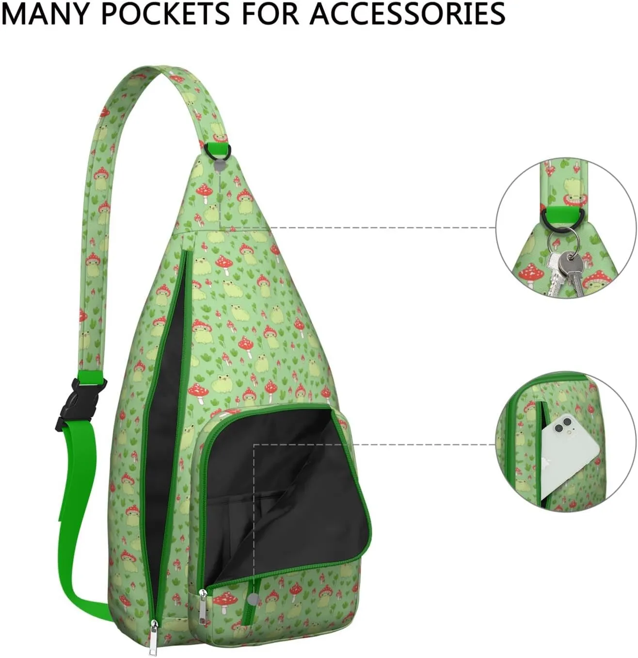 Shoulder Sling Crossbody Casual Chest Bag For Travel Sports Running,Backpack for Men & Women Lightweight Sports BagCrossbody Concealed Carry,Mushroom Shoulder Bag Waterproof Chest Bag