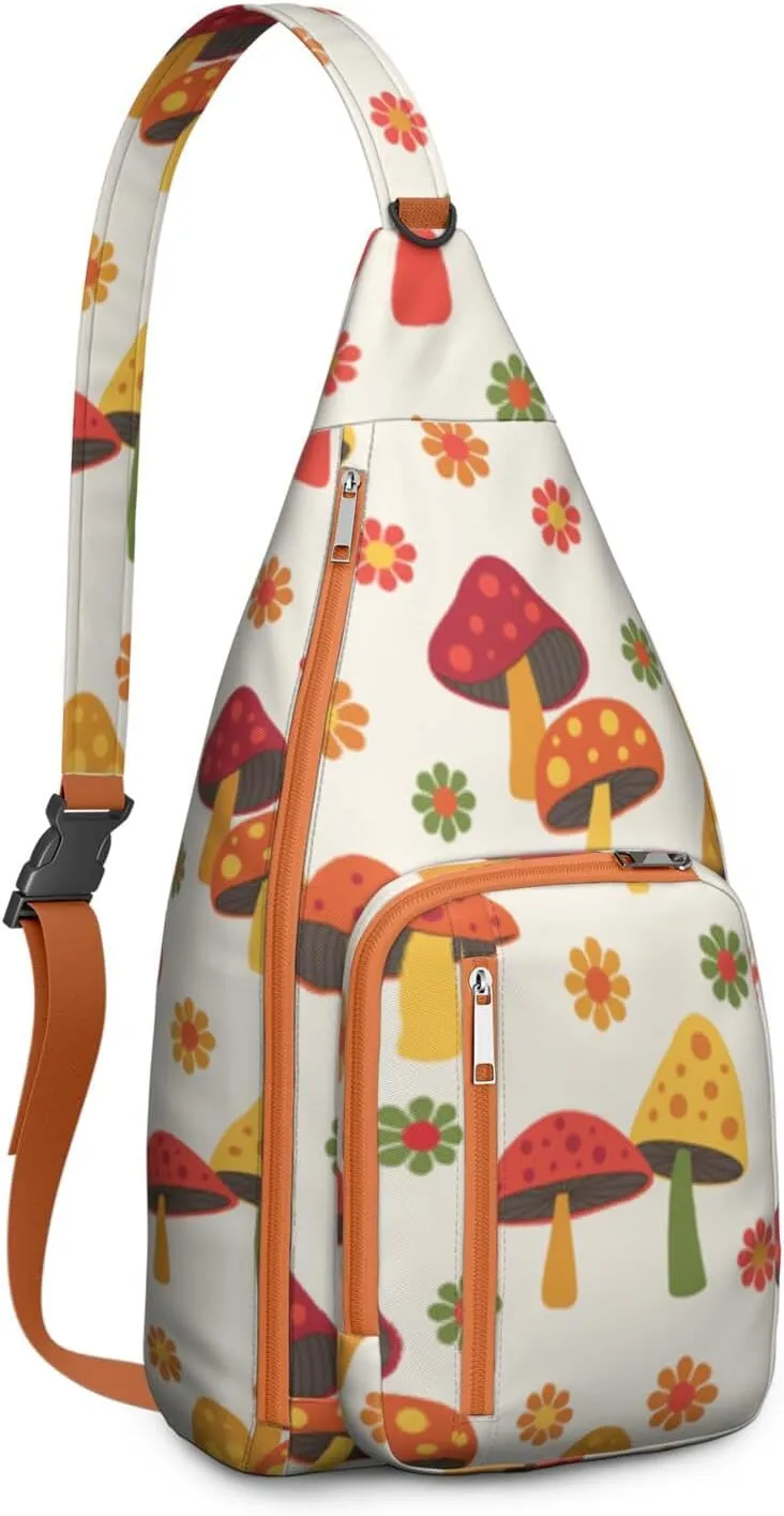 Shoulder Sling Crossbody Casual Chest Bag For Travel Sports Running,Backpack for Men & Women Lightweight Sports BagCrossbody Concealed Carry,Mushroom Shoulder Bag Waterproof Chest Bag