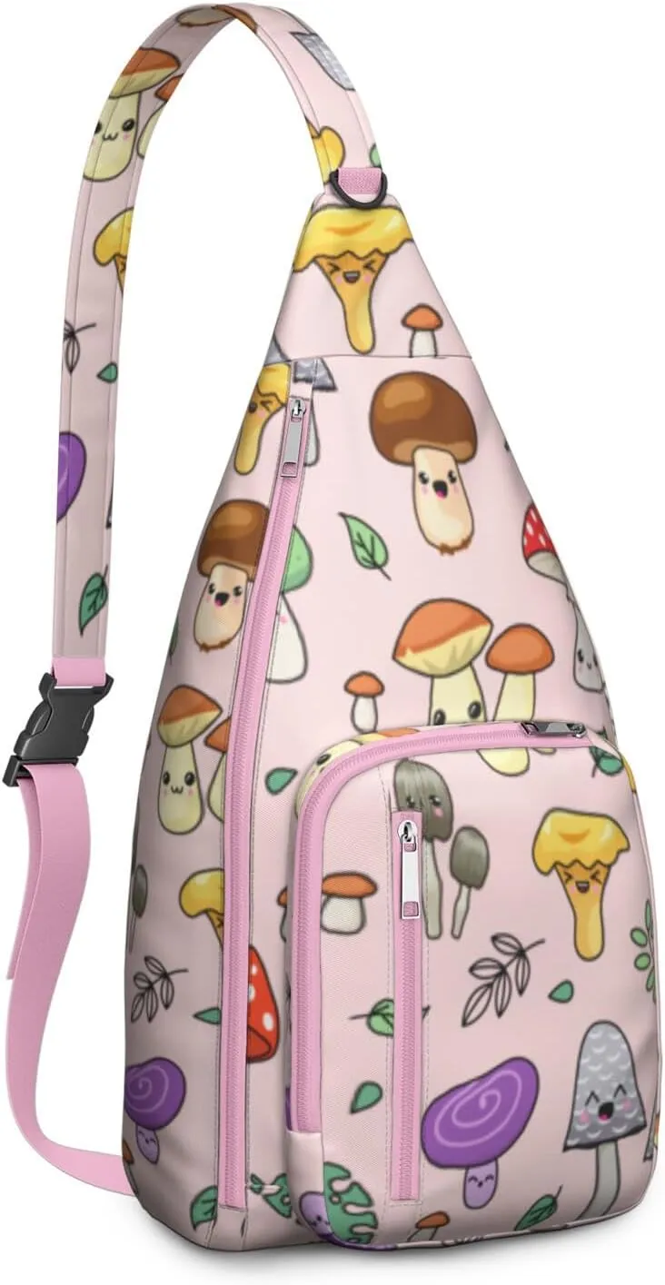 Shoulder Sling Crossbody Casual Chest Bag For Travel Sports Running,Backpack for Men & Women Lightweight Sports BagCrossbody Concealed Carry,Mushroom Shoulder Bag Waterproof Chest Bag