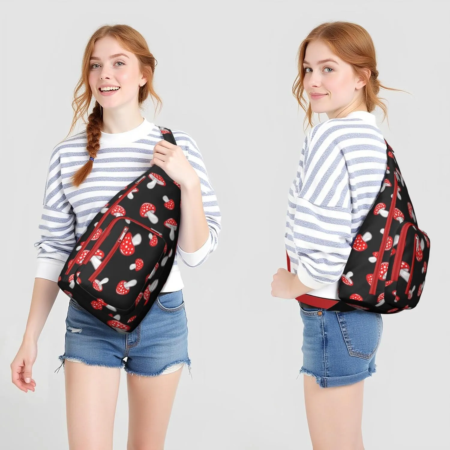 Shoulder Sling Crossbody Casual Chest Bag For Travel Sports Running,Backpack for Men & Women Lightweight Sports BagCrossbody Concealed Carry,Mushroom Shoulder Bag Waterproof Chest Bag