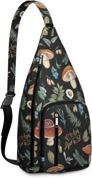 Shoulder Sling Crossbody Casual Chest Bag For Travel Sports Running,Backpack for Men & Women Lightweight Sports BagCrossbody Concealed Carry,Mushroom Shoulder Bag Waterproof Chest Bag