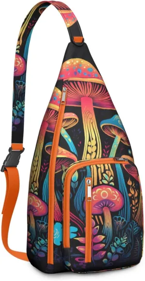 Shoulder Sling Crossbody Casual Chest Bag For Travel Sports Running,Backpack for Men & Women Lightweight Sports BagCrossbody Concealed Carry,Mushroom Shoulder Bag Waterproof Chest Bag