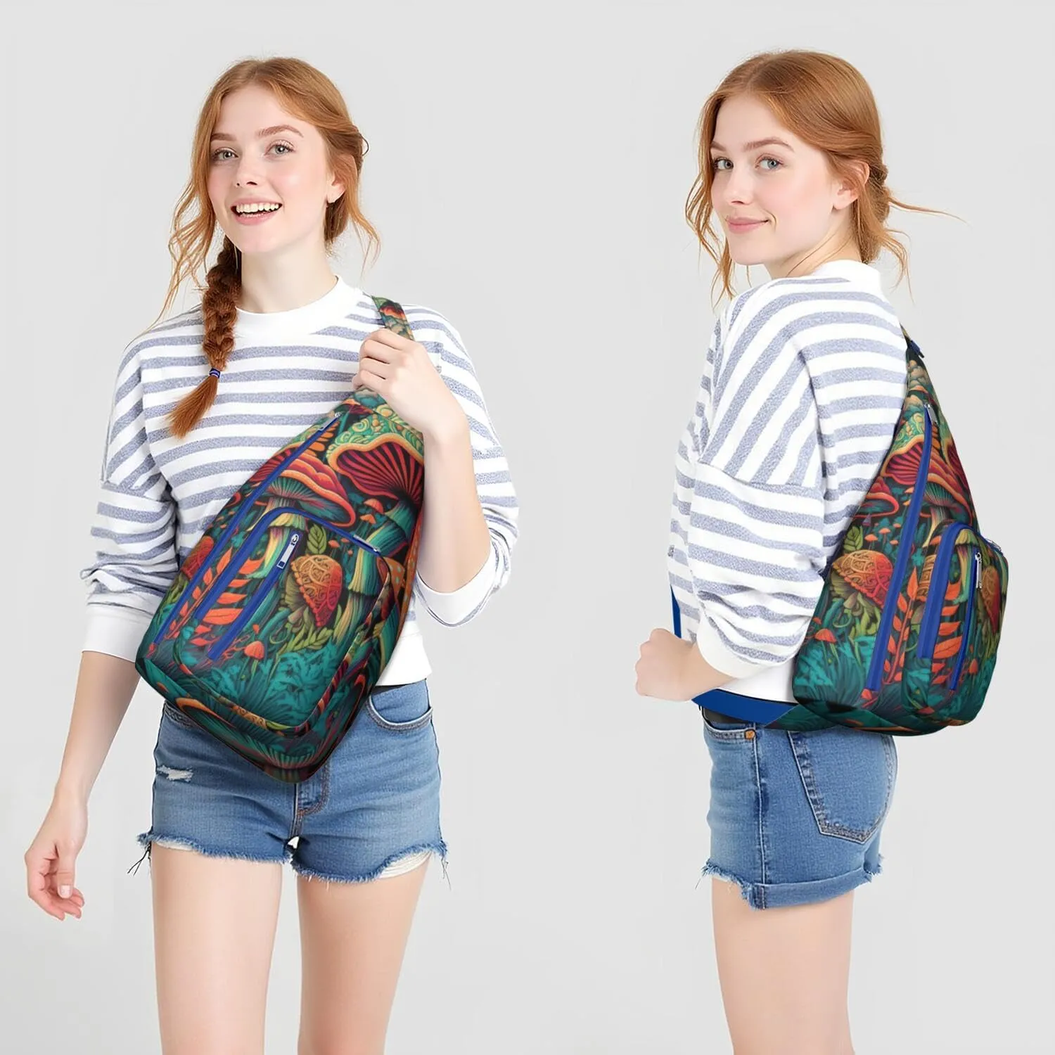 Shoulder Sling Crossbody Casual Chest Bag For Travel Sports Running,Backpack for Men & Women Lightweight Sports BagCrossbody Concealed Carry,Mushroom Shoulder Bag Waterproof Chest Bag