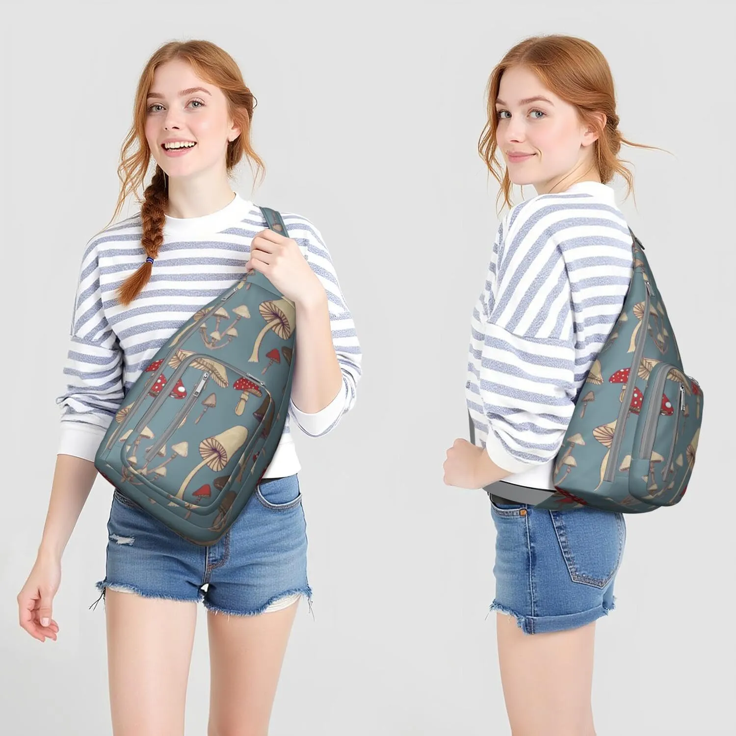 Shoulder Sling Crossbody Casual Chest Bag For Travel Sports Running,Backpack for Men & Women Lightweight Sports BagCrossbody Concealed Carry,Mushroom Shoulder Bag Waterproof Chest Bag