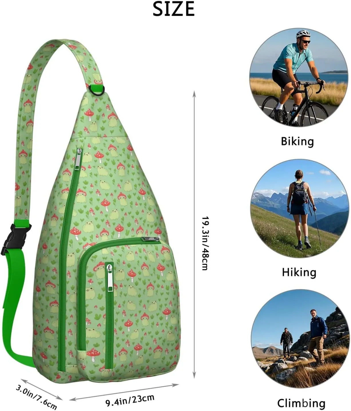 Shoulder Sling Crossbody Casual Chest Bag For Travel Sports Running,Backpack for Men & Women Lightweight Sports BagCrossbody Concealed Carry,Mushroom Shoulder Bag Waterproof Chest Bag