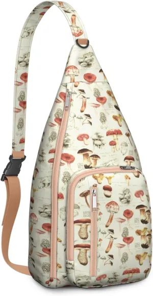 Shoulder Sling Crossbody Casual Chest Bag For Travel Sports Running,Backpack for Men & Women Lightweight Sports BagCrossbody Concealed Carry,Mushroom Shoulder Bag Waterproof Chest Bag