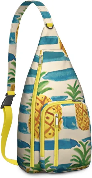 Shoulder Sling Crossbody Casual Chest Bag For Travel Sports Running,Backpack for Men & Women Lightweight Sports BagCrossbody Concealed Carry,Pineapple Shoulder Bag Waterproof Chest Bag