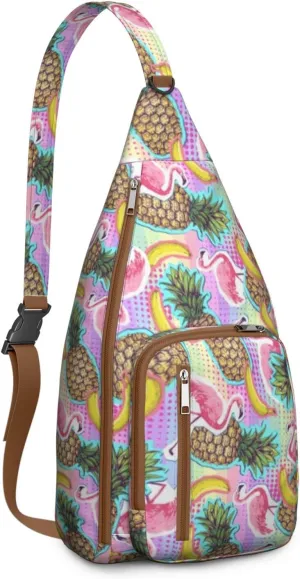 Shoulder Sling Crossbody Casual Chest Bag For Travel Sports Running,Backpack for Men & Women Lightweight Sports BagCrossbody Concealed Carry,Pineapple Shoulder Bag Waterproof Chest Bag