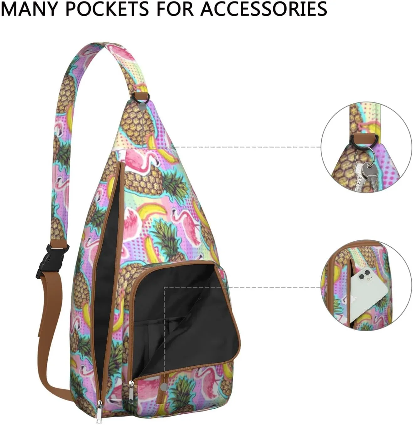 Shoulder Sling Crossbody Casual Chest Bag For Travel Sports Running,Backpack for Men & Women Lightweight Sports BagCrossbody Concealed Carry,Pineapple Shoulder Bag Waterproof Chest Bag