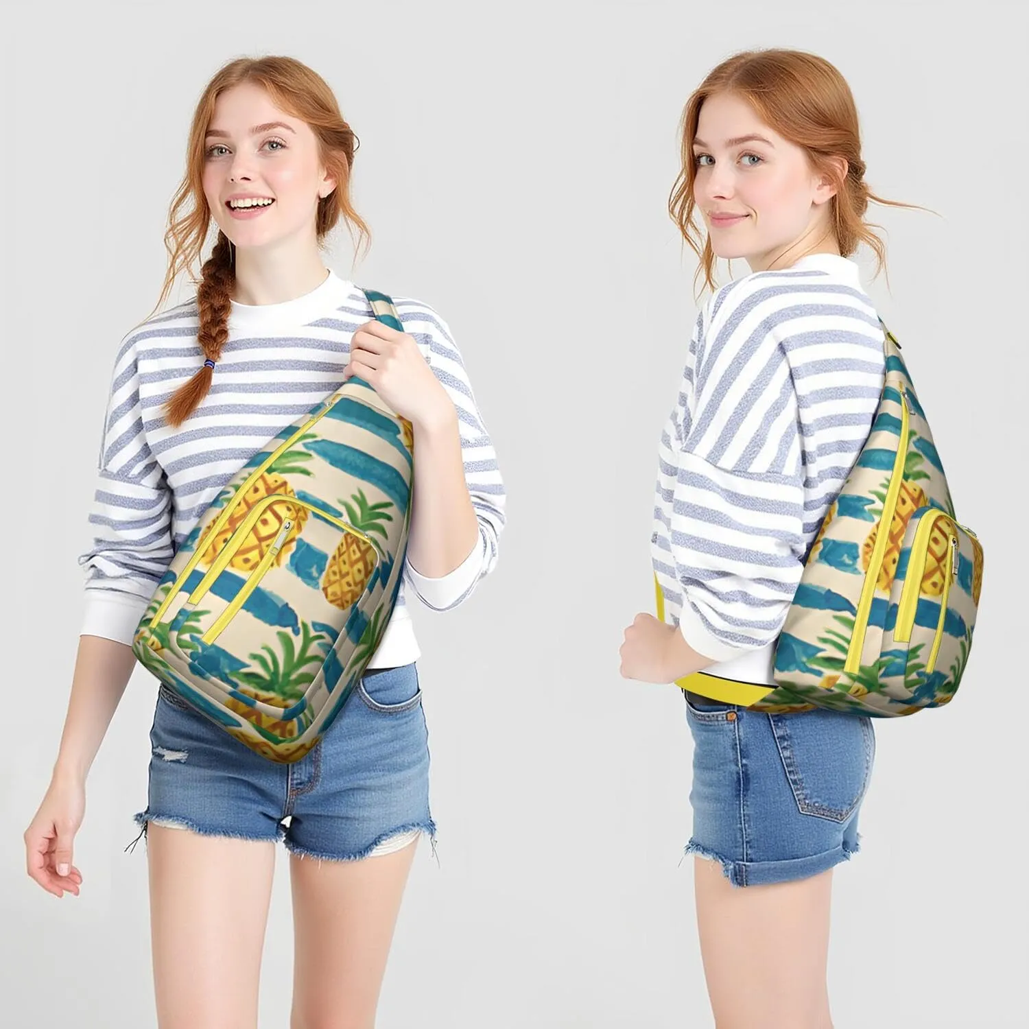 Shoulder Sling Crossbody Casual Chest Bag For Travel Sports Running,Backpack for Men & Women Lightweight Sports BagCrossbody Concealed Carry,Pineapple Shoulder Bag Waterproof Chest Bag