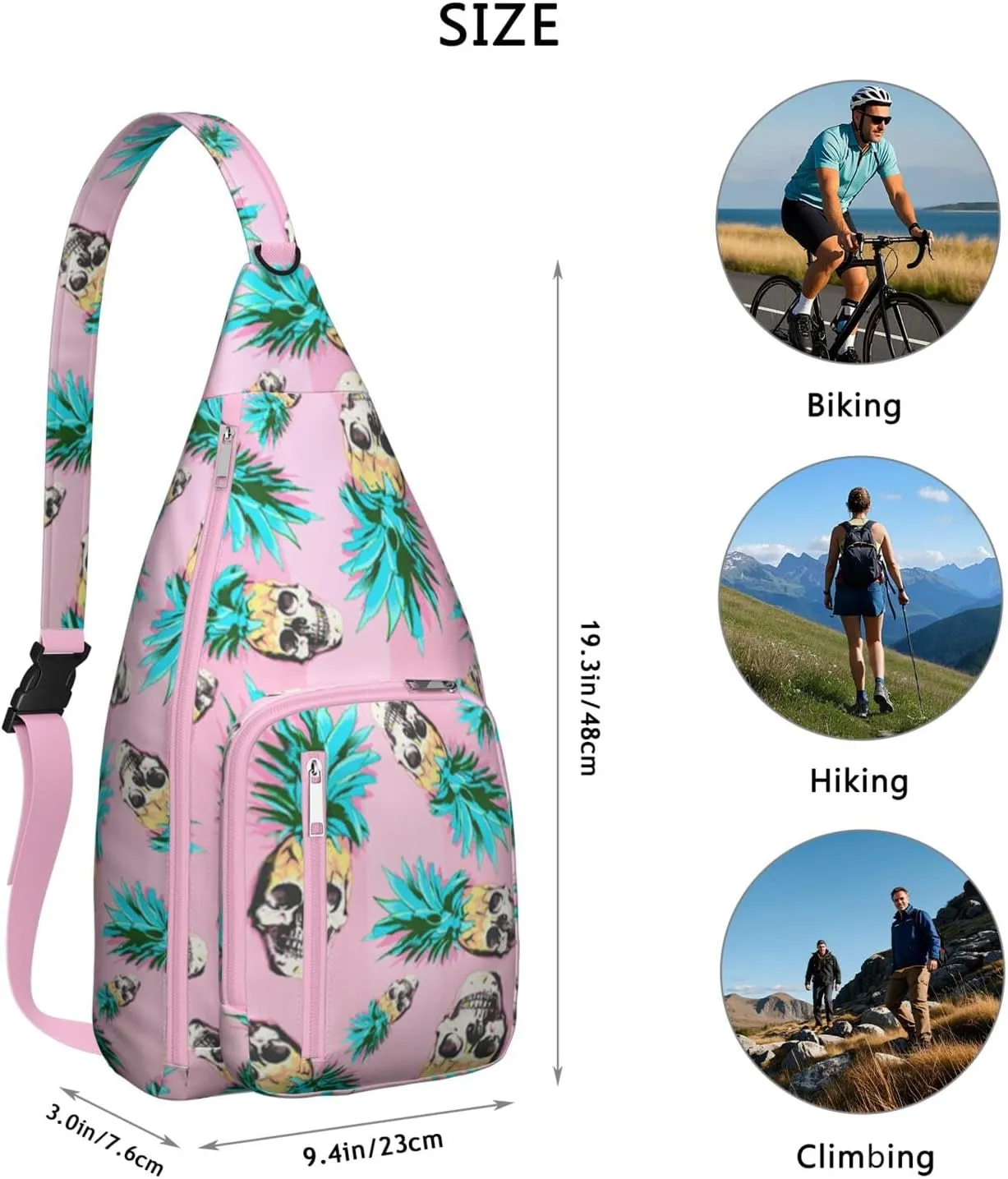 Shoulder Sling Crossbody Casual Chest Bag For Travel Sports Running,Backpack for Men & Women Lightweight Sports BagCrossbody Concealed Carry,Pineapple Shoulder Bag Waterproof Chest Bag