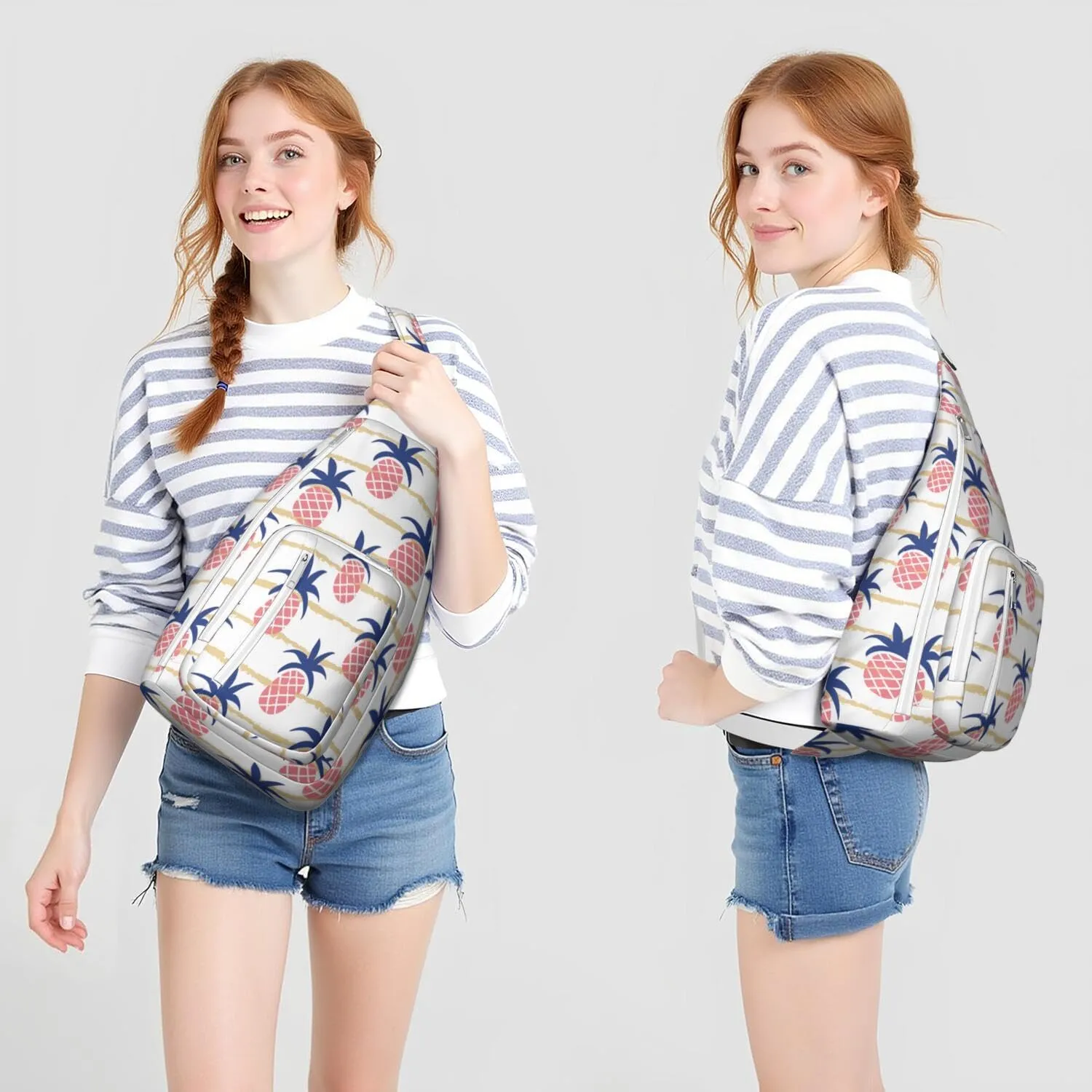 Shoulder Sling Crossbody Casual Chest Bag For Travel Sports Running,Backpack for Men & Women Lightweight Sports BagCrossbody Concealed Carry,Pineapple Shoulder Bag Waterproof Chest Bag