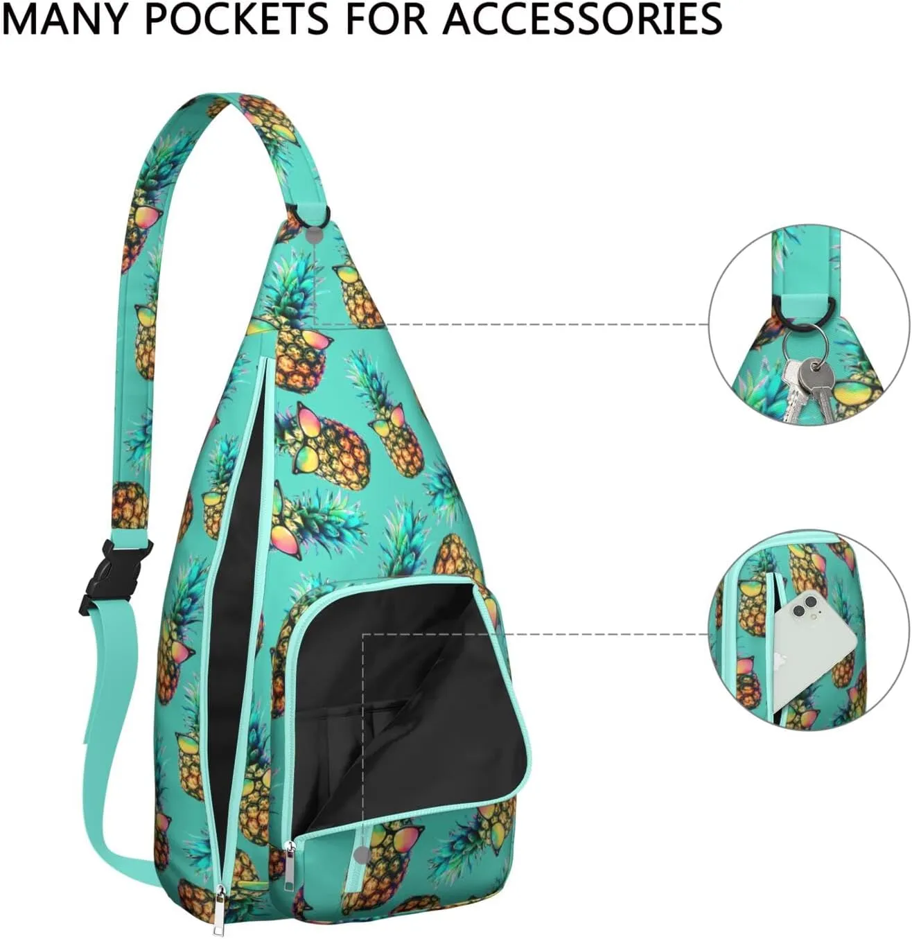 Shoulder Sling Crossbody Casual Chest Bag For Travel Sports Running,Backpack for Men & Women Lightweight Sports BagCrossbody Concealed Carry,Pineapple Shoulder Bag Waterproof Chest Bag