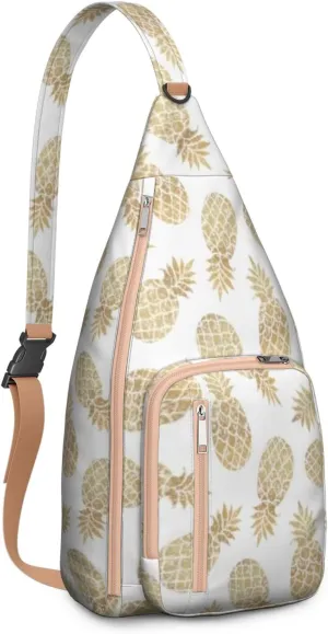 Shoulder Sling Crossbody Casual Chest Bag For Travel Sports Running,Backpack for Men & Women Lightweight Sports BagCrossbody Concealed Carry,Pineapple Shoulder Bag Waterproof Chest Bag