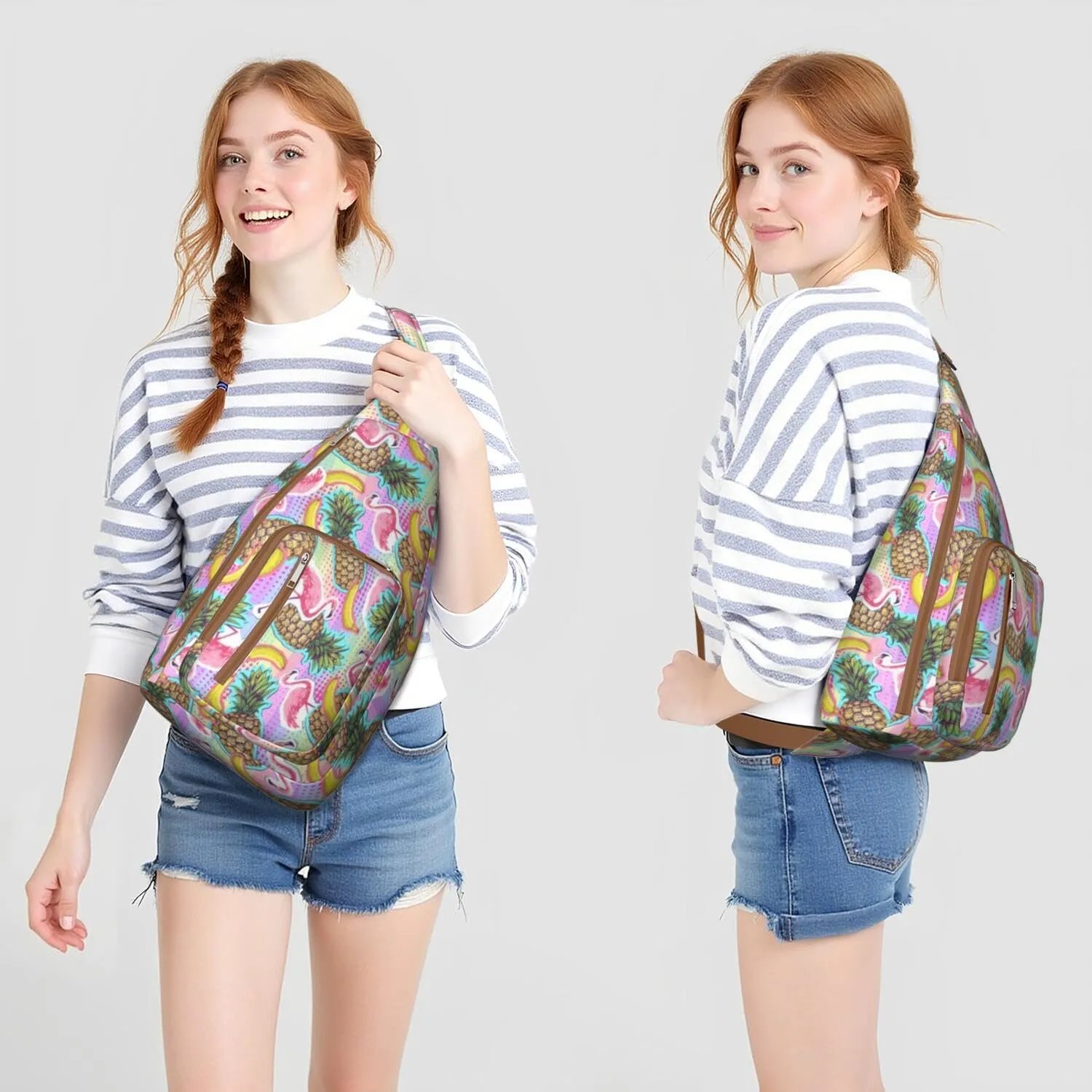 Shoulder Sling Crossbody Casual Chest Bag For Travel Sports Running,Backpack for Men & Women Lightweight Sports BagCrossbody Concealed Carry,Pineapple Shoulder Bag Waterproof Chest Bag
