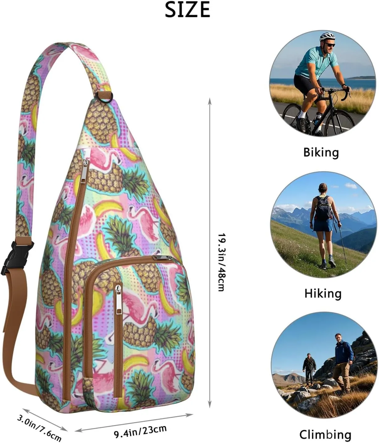 Shoulder Sling Crossbody Casual Chest Bag For Travel Sports Running,Backpack for Men & Women Lightweight Sports BagCrossbody Concealed Carry,Pineapple Shoulder Bag Waterproof Chest Bag