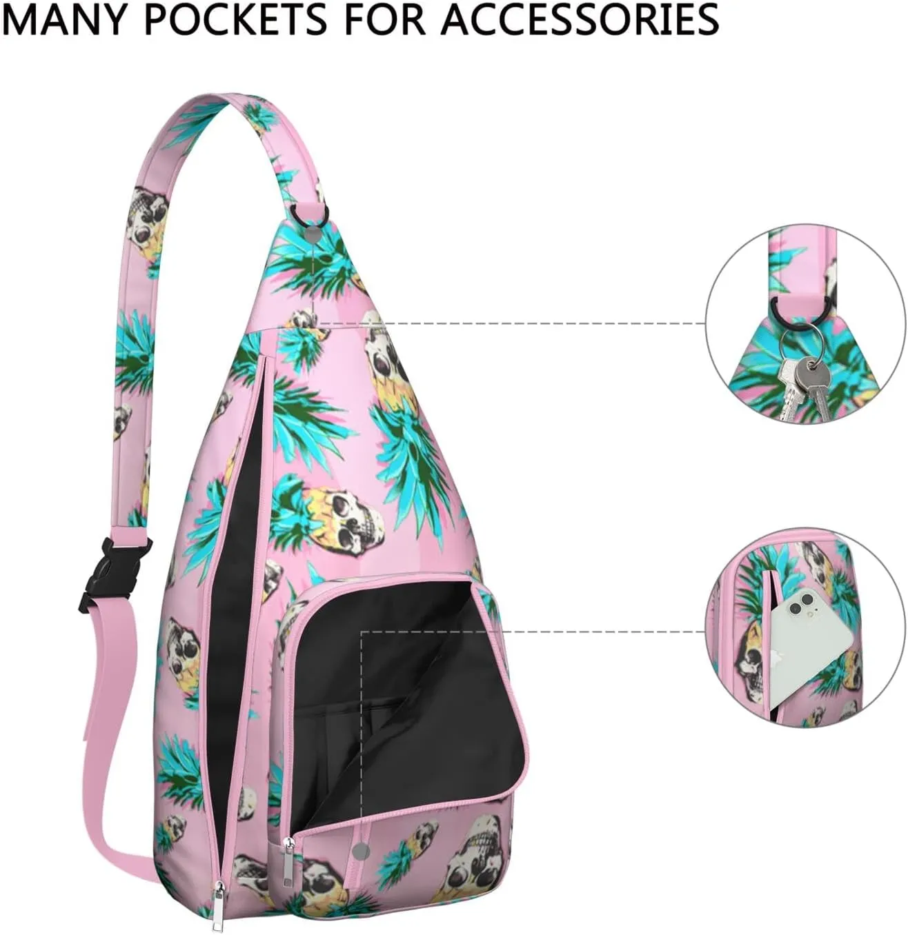 Shoulder Sling Crossbody Casual Chest Bag For Travel Sports Running,Backpack for Men & Women Lightweight Sports BagCrossbody Concealed Carry,Pineapple Shoulder Bag Waterproof Chest Bag