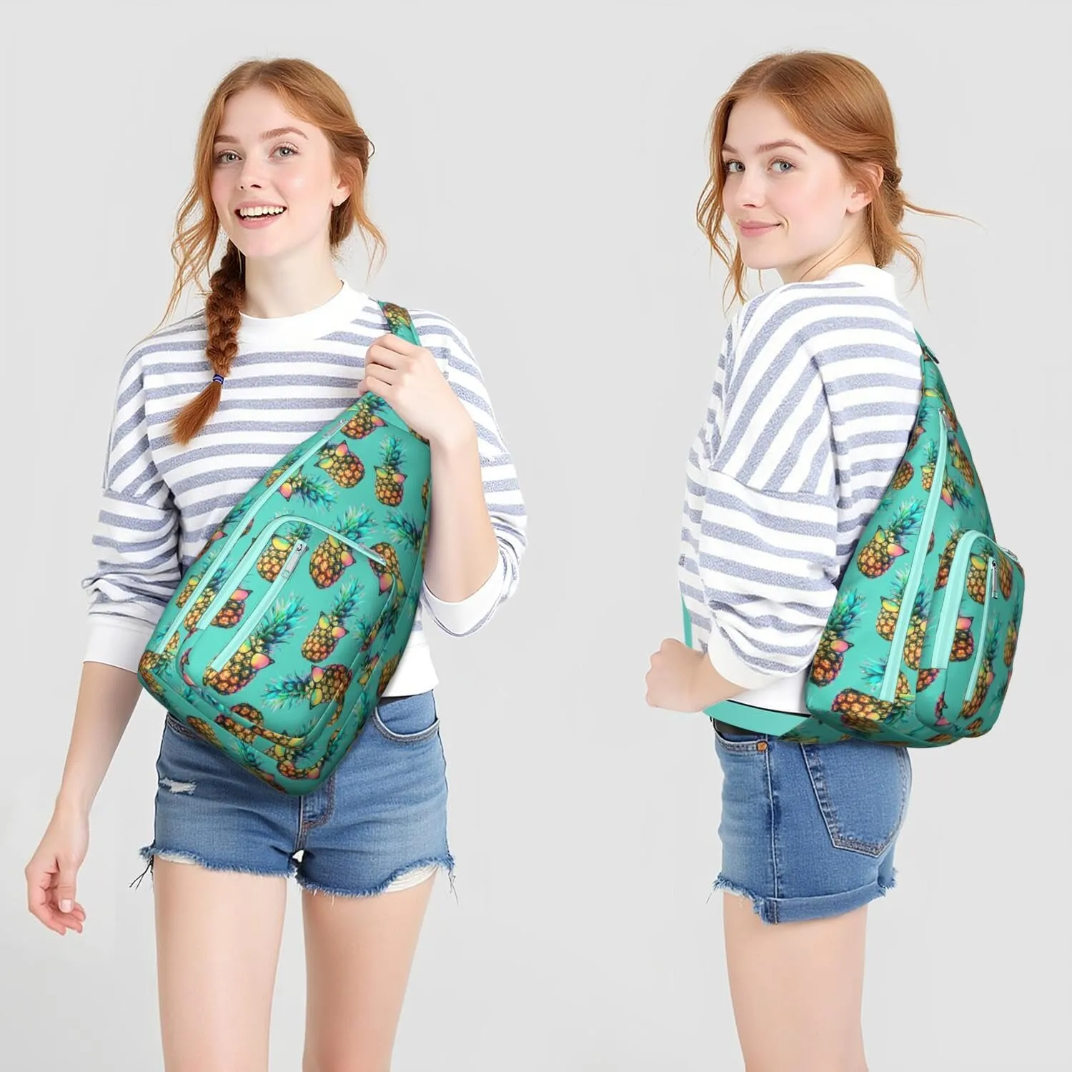 Shoulder Sling Crossbody Casual Chest Bag For Travel Sports Running,Backpack for Men & Women Lightweight Sports BagCrossbody Concealed Carry,Pineapple Shoulder Bag Waterproof Chest Bag