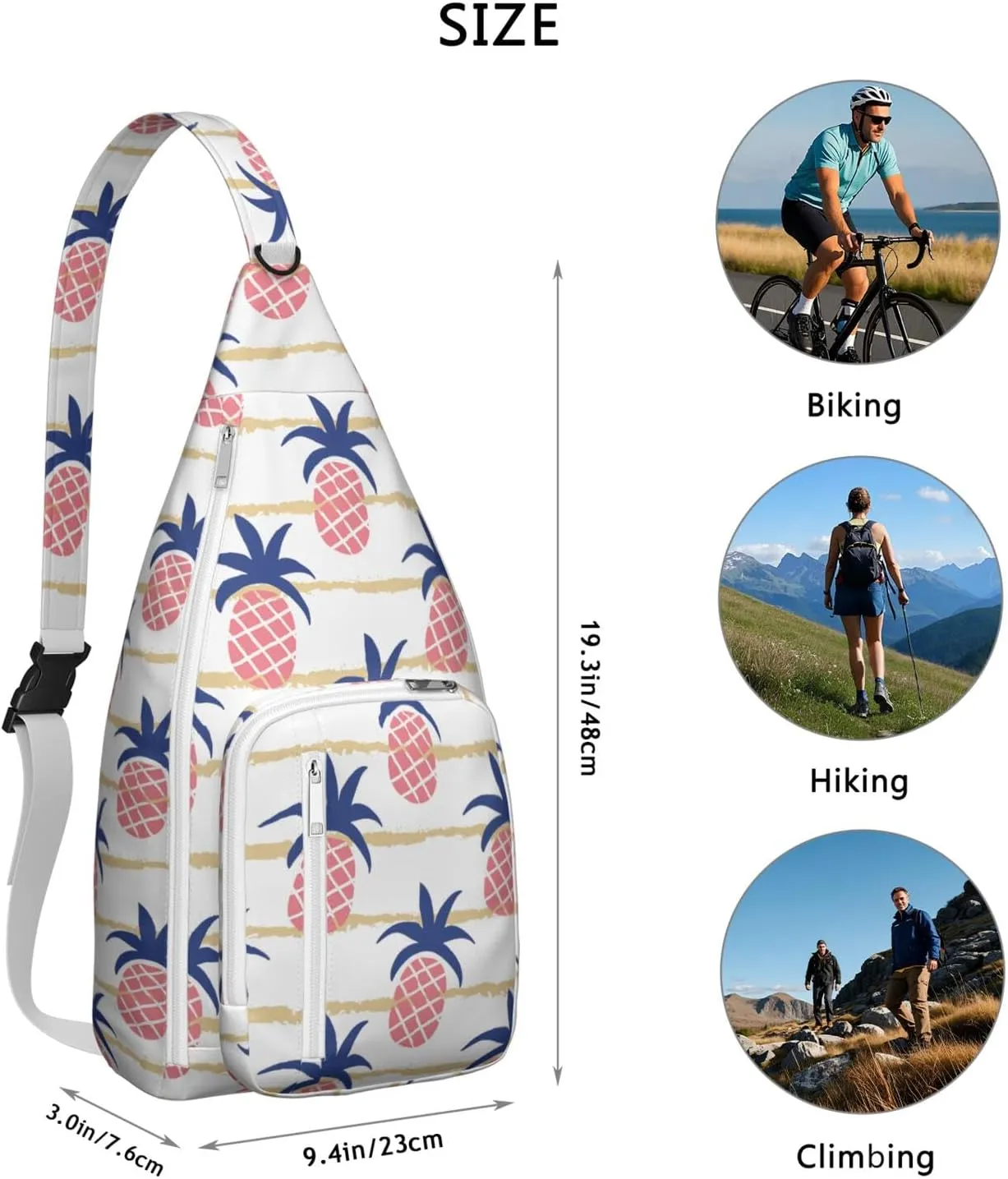 Shoulder Sling Crossbody Casual Chest Bag For Travel Sports Running,Backpack for Men & Women Lightweight Sports BagCrossbody Concealed Carry,Pineapple Shoulder Bag Waterproof Chest Bag