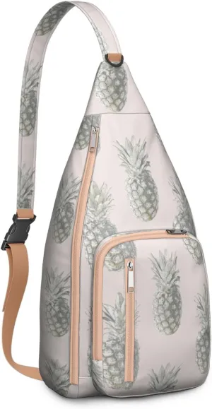 Shoulder Sling Crossbody Casual Chest Bag For Travel Sports Running,Backpack for Men & Women Lightweight Sports BagCrossbody Concealed Carry,Pineapple Shoulder Bag Waterproof Chest Bag