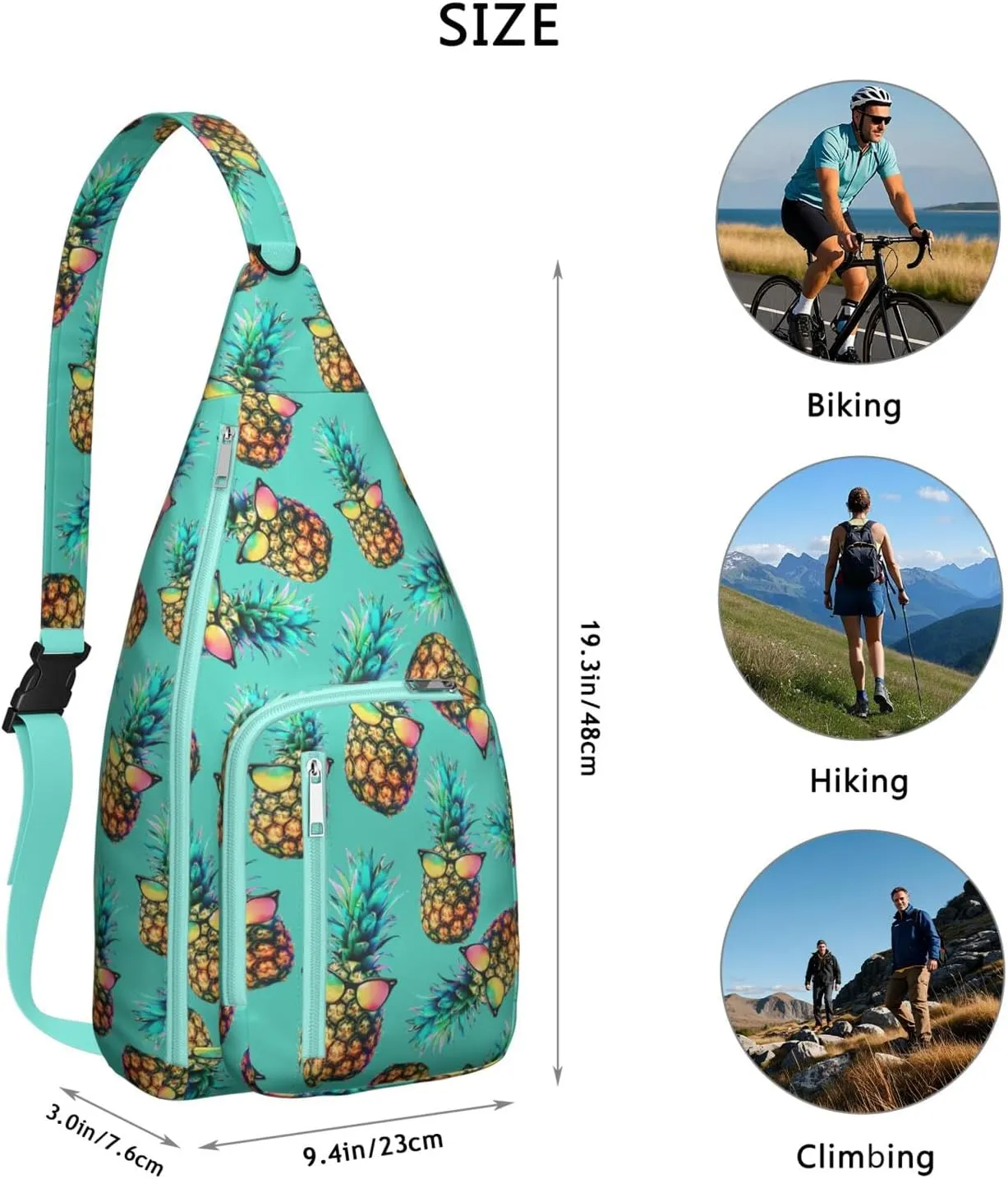Shoulder Sling Crossbody Casual Chest Bag For Travel Sports Running,Backpack for Men & Women Lightweight Sports BagCrossbody Concealed Carry,Pineapple Shoulder Bag Waterproof Chest Bag