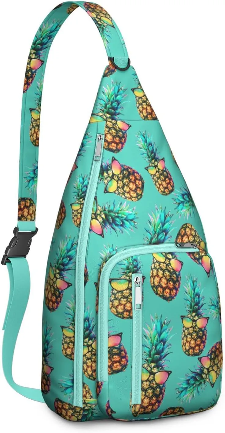 Shoulder Sling Crossbody Casual Chest Bag For Travel Sports Running,Backpack for Men & Women Lightweight Sports BagCrossbody Concealed Carry,Pineapple Shoulder Bag Waterproof Chest Bag