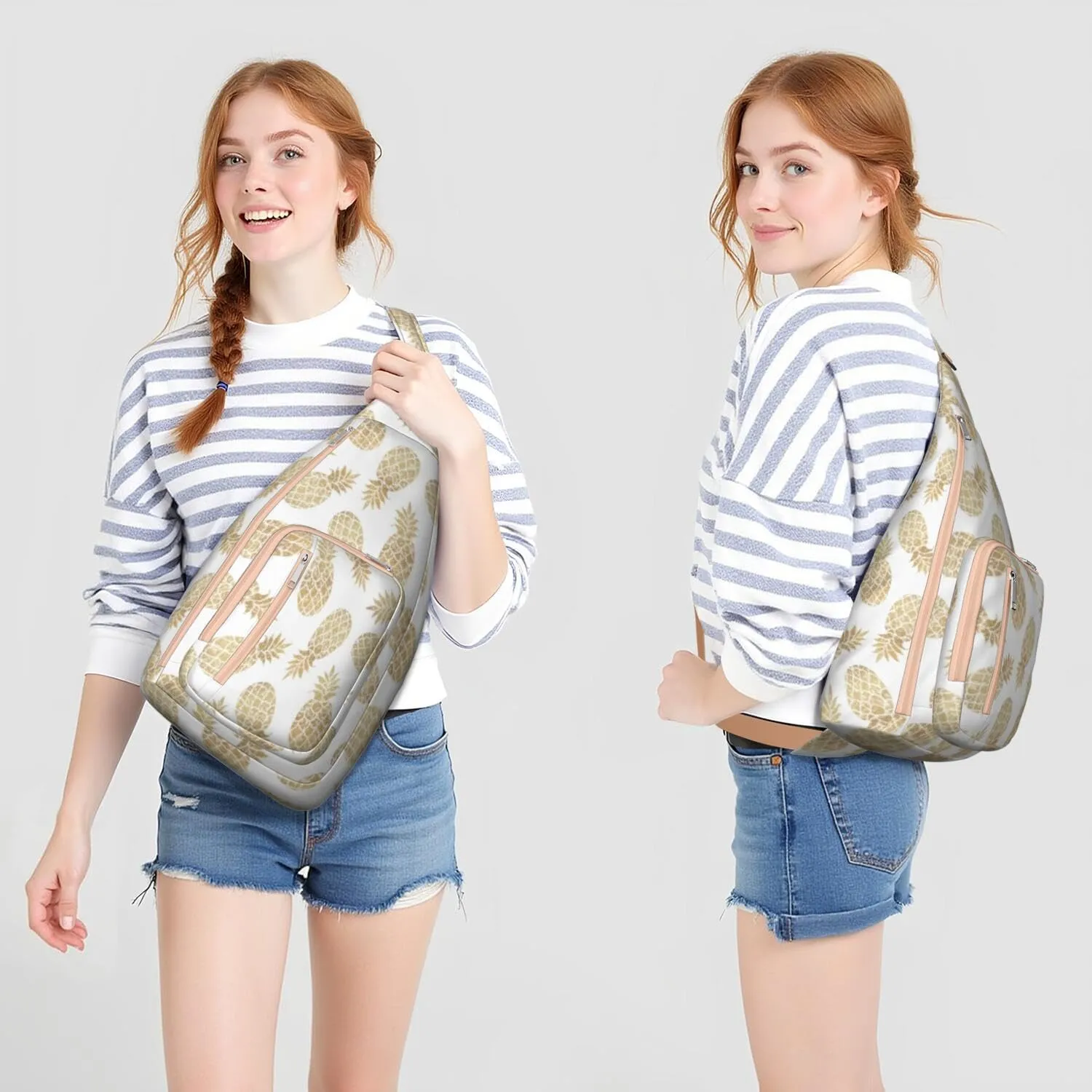 Shoulder Sling Crossbody Casual Chest Bag For Travel Sports Running,Backpack for Men & Women Lightweight Sports BagCrossbody Concealed Carry,Pineapple Shoulder Bag Waterproof Chest Bag