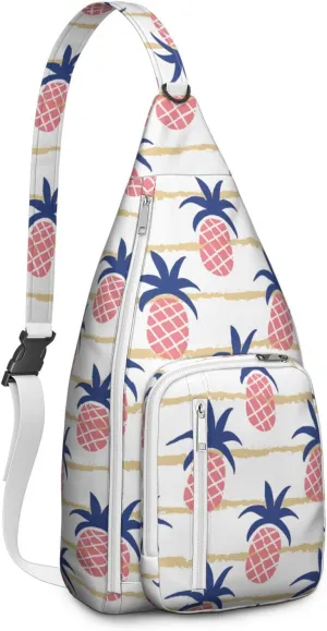 Shoulder Sling Crossbody Casual Chest Bag For Travel Sports Running,Backpack for Men & Women Lightweight Sports BagCrossbody Concealed Carry,Pineapple Shoulder Bag Waterproof Chest Bag