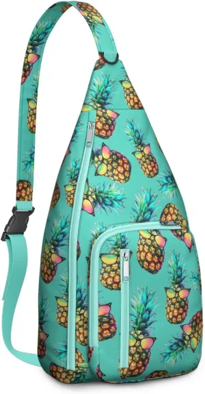 Shoulder Sling Crossbody Casual Chest Bag For Travel Sports Running,Backpack for Men & Women Lightweight Sports BagCrossbody Concealed Carry,Pineapple Shoulder Bag Waterproof Chest Bag