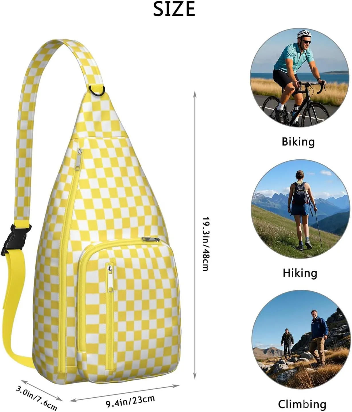 Shoulder Sling Crossbody Casual Chest Bag For Travel Sports Running,Backpack for Men & Women Lightweight Sports BagCrossbody Concealed Carry,Plaid Shoulder Bag Waterproof Chest Bag