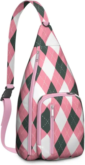 Shoulder Sling Crossbody Casual Chest Bag For Travel Sports Running,Backpack for Men & Women Lightweight Sports BagCrossbody Concealed Carry,Plaid Shoulder Bag Waterproof Chest Bag