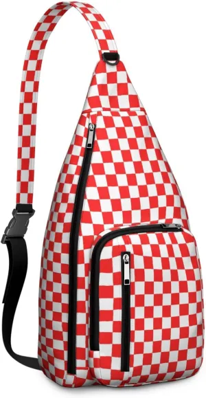 Shoulder Sling Crossbody Casual Chest Bag For Travel Sports Running,Backpack for Men & Women Lightweight Sports BagCrossbody Concealed Carry,Plaid Shoulder Bag Waterproof Chest Bag