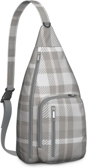 Shoulder Sling Crossbody Casual Chest Bag For Travel Sports Running,Backpack for Men & Women Lightweight Sports BagCrossbody Concealed Carry,Plaid Shoulder Bag Waterproof Chest Bag