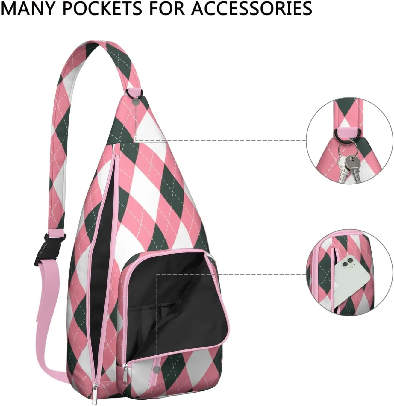 Shoulder Sling Crossbody Casual Chest Bag For Travel Sports Running,Backpack for Men & Women Lightweight Sports BagCrossbody Concealed Carry,Plaid Shoulder Bag Waterproof Chest Bag