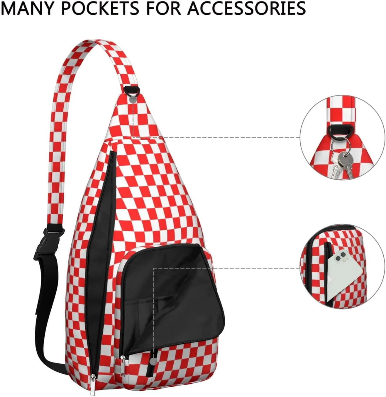 Shoulder Sling Crossbody Casual Chest Bag For Travel Sports Running,Backpack for Men & Women Lightweight Sports BagCrossbody Concealed Carry,Plaid Shoulder Bag Waterproof Chest Bag