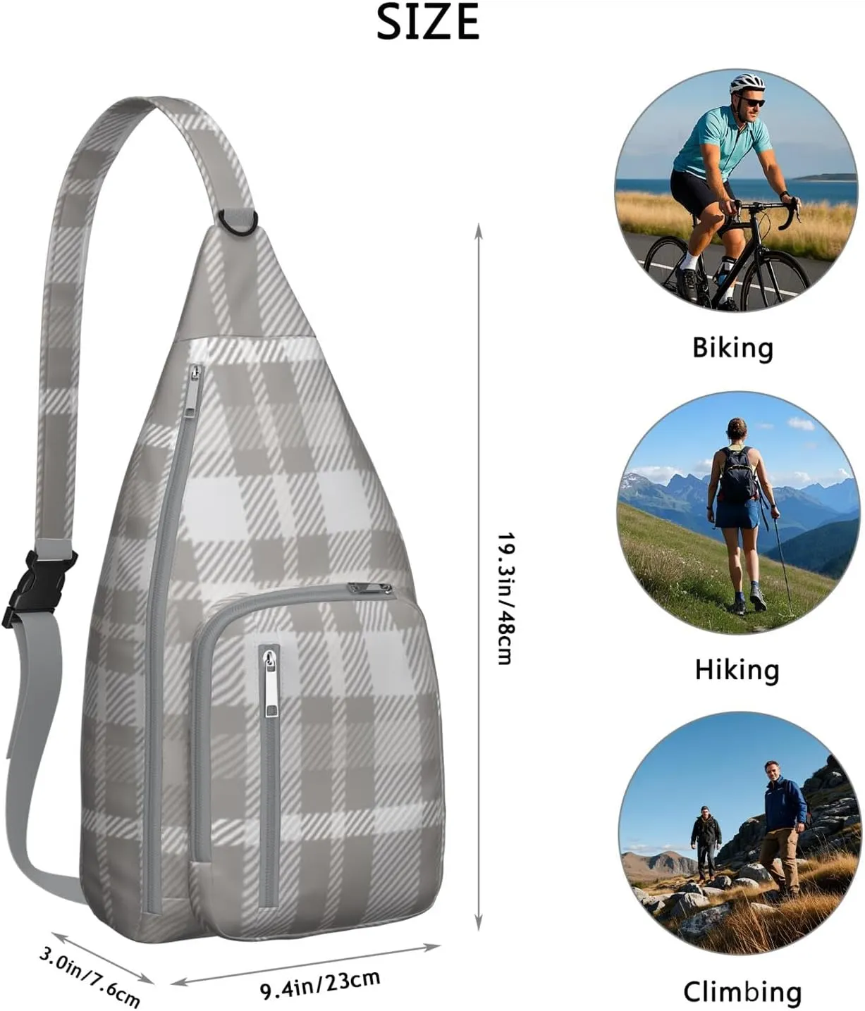 Shoulder Sling Crossbody Casual Chest Bag For Travel Sports Running,Backpack for Men & Women Lightweight Sports BagCrossbody Concealed Carry,Plaid Shoulder Bag Waterproof Chest Bag
