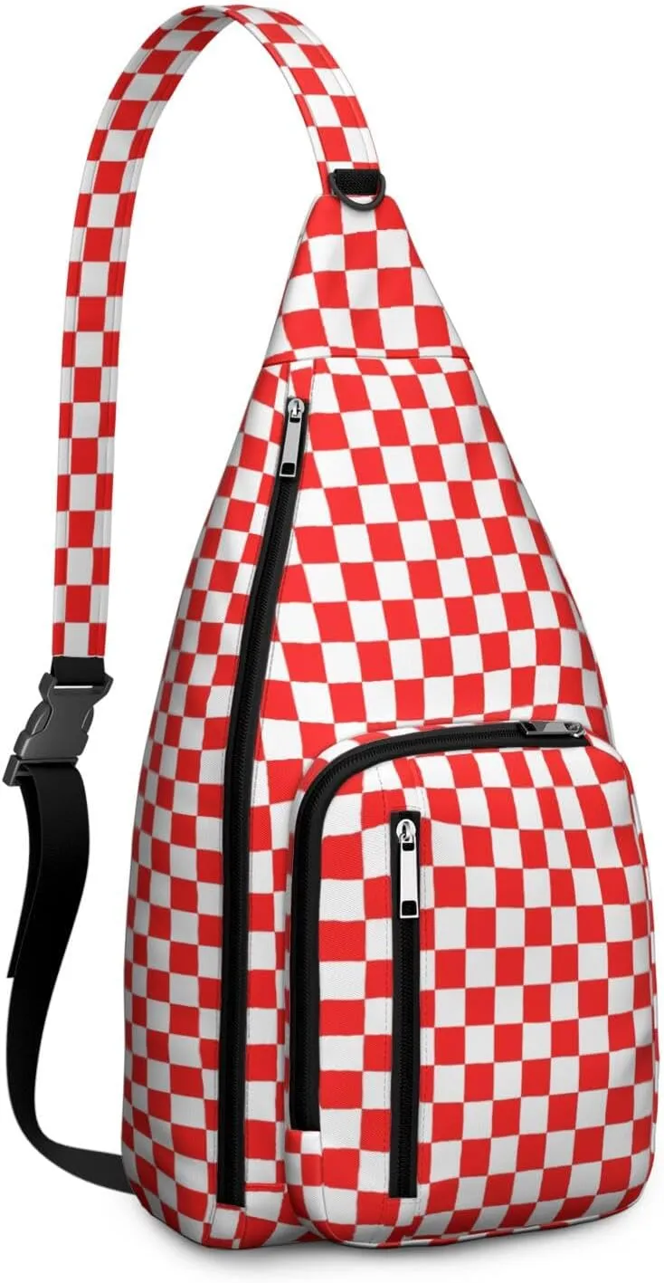 Shoulder Sling Crossbody Casual Chest Bag For Travel Sports Running,Backpack for Men & Women Lightweight Sports BagCrossbody Concealed Carry,Plaid Shoulder Bag Waterproof Chest Bag