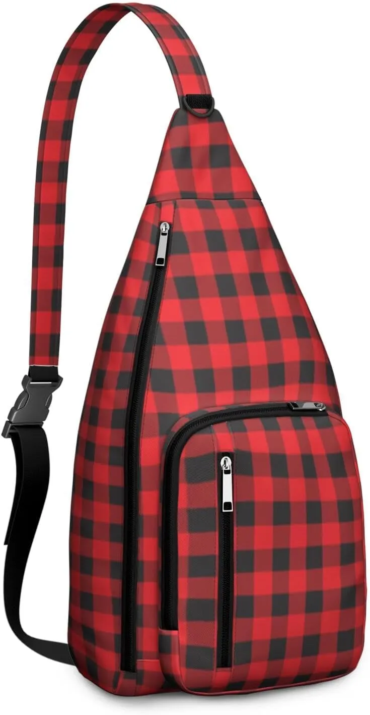 Shoulder Sling Crossbody Casual Chest Bag For Travel Sports Running,Backpack for Men & Women Lightweight Sports BagCrossbody Concealed Carry,Plaid Shoulder Bag Waterproof Chest Bag