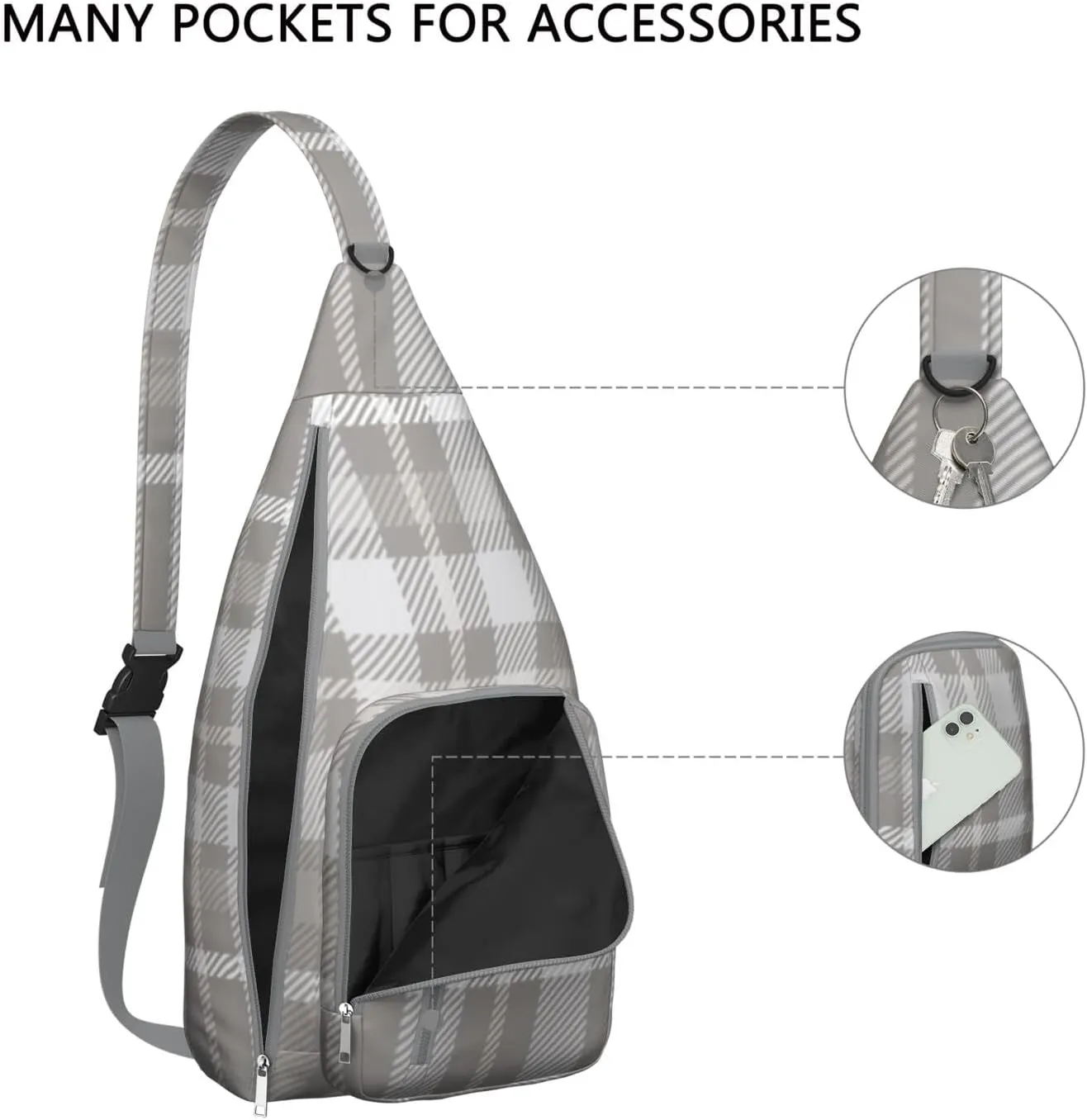 Shoulder Sling Crossbody Casual Chest Bag For Travel Sports Running,Backpack for Men & Women Lightweight Sports BagCrossbody Concealed Carry,Plaid Shoulder Bag Waterproof Chest Bag