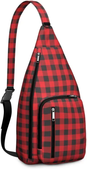 Shoulder Sling Crossbody Casual Chest Bag For Travel Sports Running,Backpack for Men & Women Lightweight Sports BagCrossbody Concealed Carry,Plaid Shoulder Bag Waterproof Chest Bag