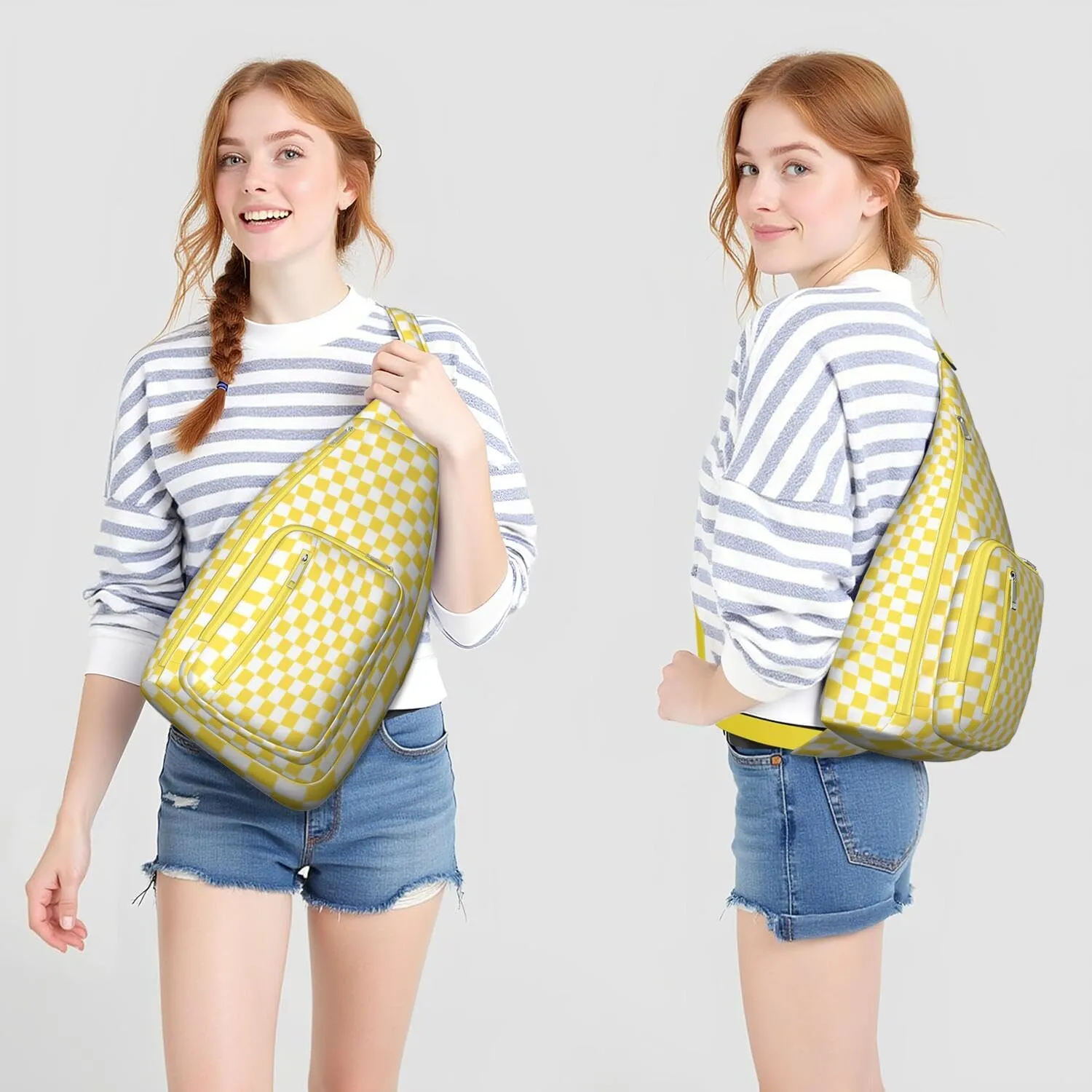Shoulder Sling Crossbody Casual Chest Bag For Travel Sports Running,Backpack for Men & Women Lightweight Sports BagCrossbody Concealed Carry,Plaid Shoulder Bag Waterproof Chest Bag