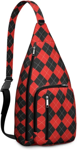 Shoulder Sling Crossbody Casual Chest Bag For Travel Sports Running,Backpack for Men & Women Lightweight Sports BagCrossbody Concealed Carry,Plaid Shoulder Bag Waterproof Chest Bag