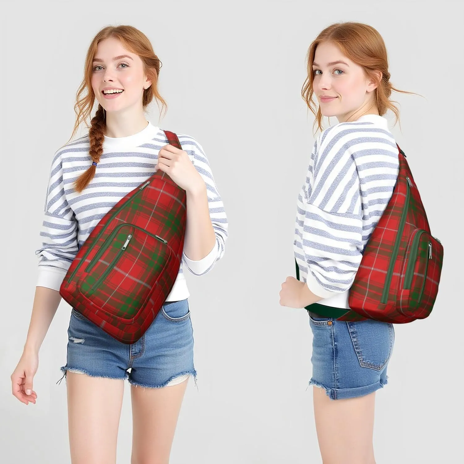 Shoulder Sling Crossbody Casual Chest Bag For Travel Sports Running,Backpack for Men & Women Lightweight Sports BagCrossbody Concealed Carry,Plaid Shoulder Bag Waterproof Chest Bag