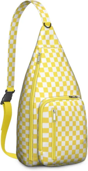 Shoulder Sling Crossbody Casual Chest Bag For Travel Sports Running,Backpack for Men & Women Lightweight Sports BagCrossbody Concealed Carry,Plaid Shoulder Bag Waterproof Chest Bag
