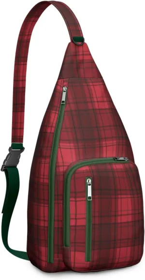 Shoulder Sling Crossbody Casual Chest Bag For Travel Sports Running,Backpack for Men & Women Lightweight Sports BagCrossbody Concealed Carry,Plaid Shoulder Bag Waterproof Chest Bag