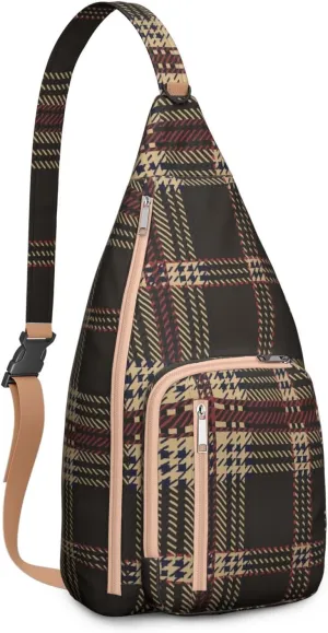 Shoulder Sling Crossbody Casual Chest Bag For Travel Sports Running,Backpack for Men & Women Lightweight Sports BagCrossbody Concealed Carry,Plaid Shoulder Bag Waterproof Chest Bag