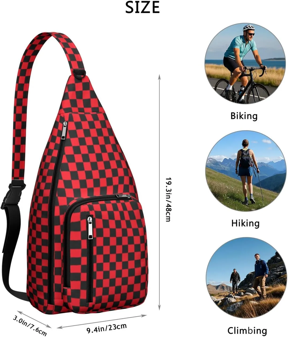Shoulder Sling Crossbody Casual Chest Bag For Travel Sports Running,Backpack for Men & Women Lightweight Sports BagCrossbody Concealed Carry,Plaid Shoulder Bag Waterproof Chest Bag