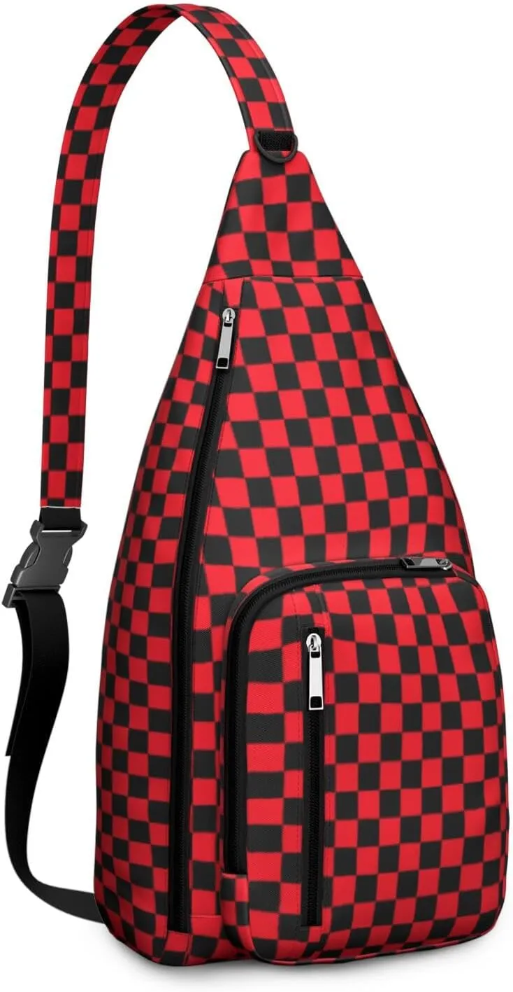 Shoulder Sling Crossbody Casual Chest Bag For Travel Sports Running,Backpack for Men & Women Lightweight Sports BagCrossbody Concealed Carry,Plaid Shoulder Bag Waterproof Chest Bag