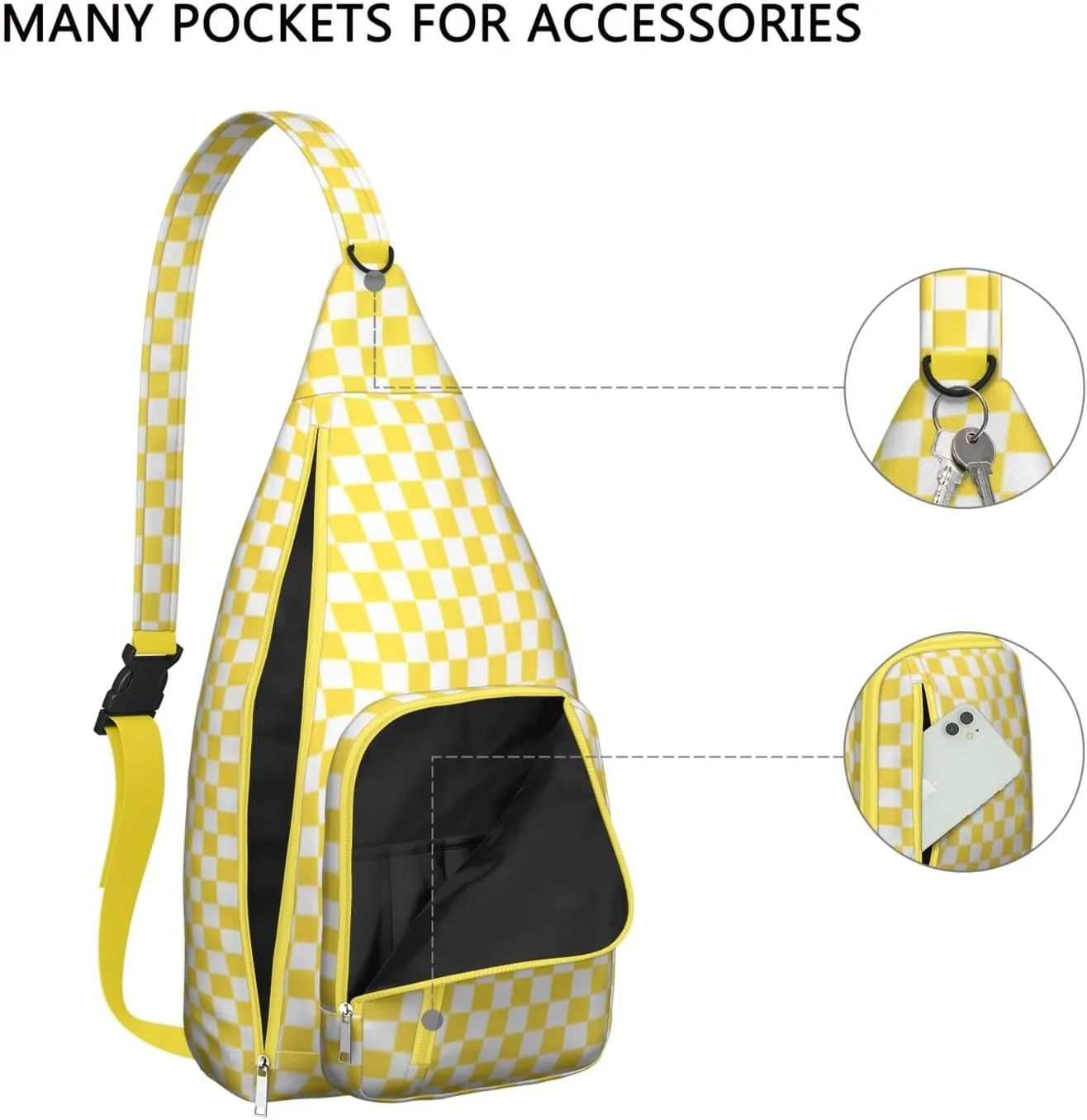 Shoulder Sling Crossbody Casual Chest Bag For Travel Sports Running,Backpack for Men & Women Lightweight Sports BagCrossbody Concealed Carry,Plaid Shoulder Bag Waterproof Chest Bag