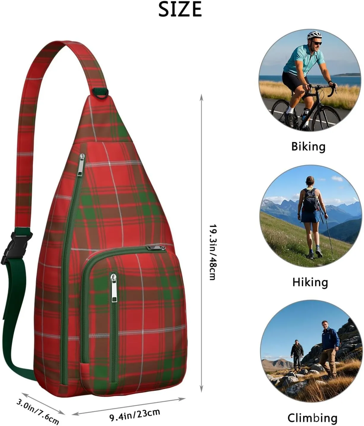 Shoulder Sling Crossbody Casual Chest Bag For Travel Sports Running,Backpack for Men & Women Lightweight Sports BagCrossbody Concealed Carry,Plaid Shoulder Bag Waterproof Chest Bag